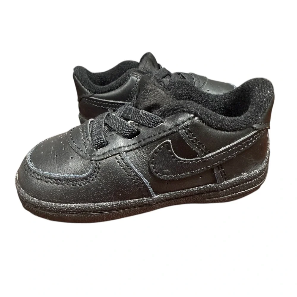 Nike Air Force 1 Baby Crib CB Shoes Size 4C Solid Black Leather CK2201-001
